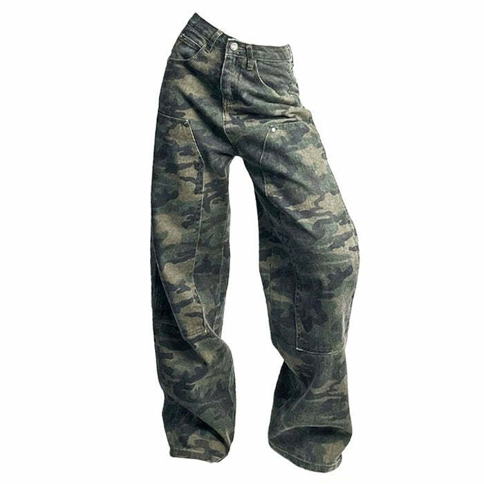 90's Camouflage Cargo Jeans - Trendy Y2K Outfits for Women