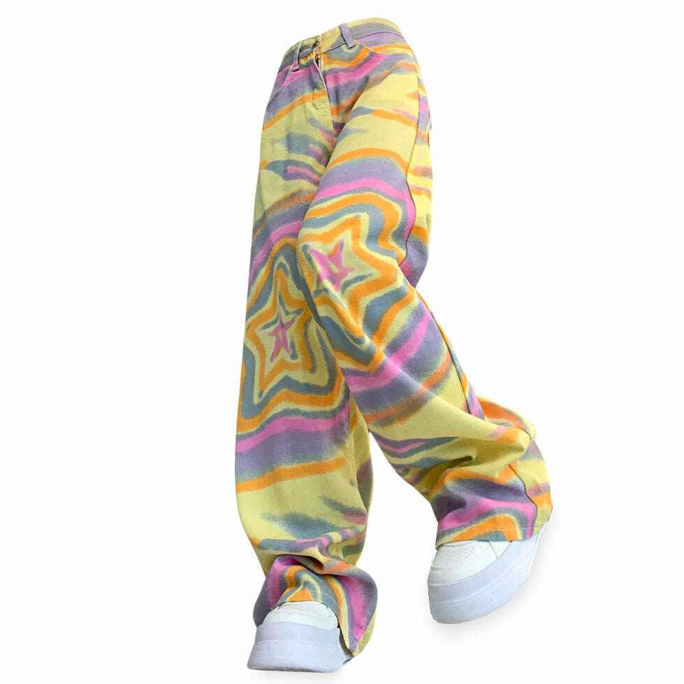 90s Star Print Trousers - Trendy Y2K Outfits for Women & Girls