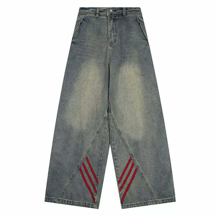 90s Style Wide Red Stripe Jeans - Trendy Y2K Outfits for Women