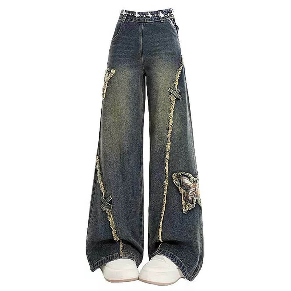 Aesthetic Butterfly Flared Jeans - Trendy Y2K Outfits for Women