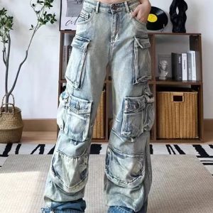 Ash Storm Cargo Jeans - Trendy Y2K Outfits for Women, Emo & Grunge Styles