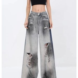 Ashen Ruin Distressed Jeans - Y2K Outfits for Women, Emo & Grunge Style