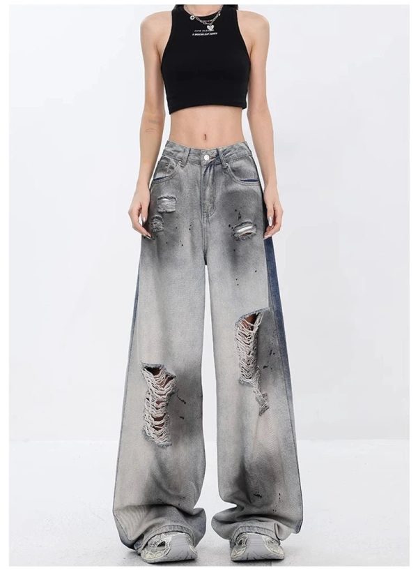 Ashen Ruin Distressed Jeans - Y2K Outfits for Women, Emo & Grunge Style