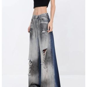 Ashen Ruin Distressed Jeans - Y2K Outfits for Women, Emo & Grunge Style