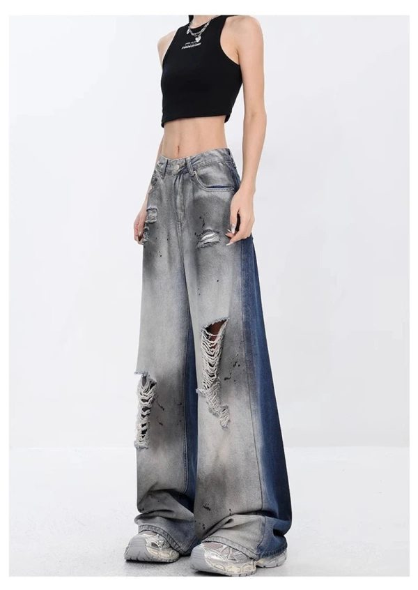 Ashen Ruin Distressed Jeans - Y2K Outfits for Women, Emo & Grunge Style