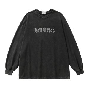 Bell Witch Gothic Long Sleeve Top - Y2K Outfits for Women, Emo Style