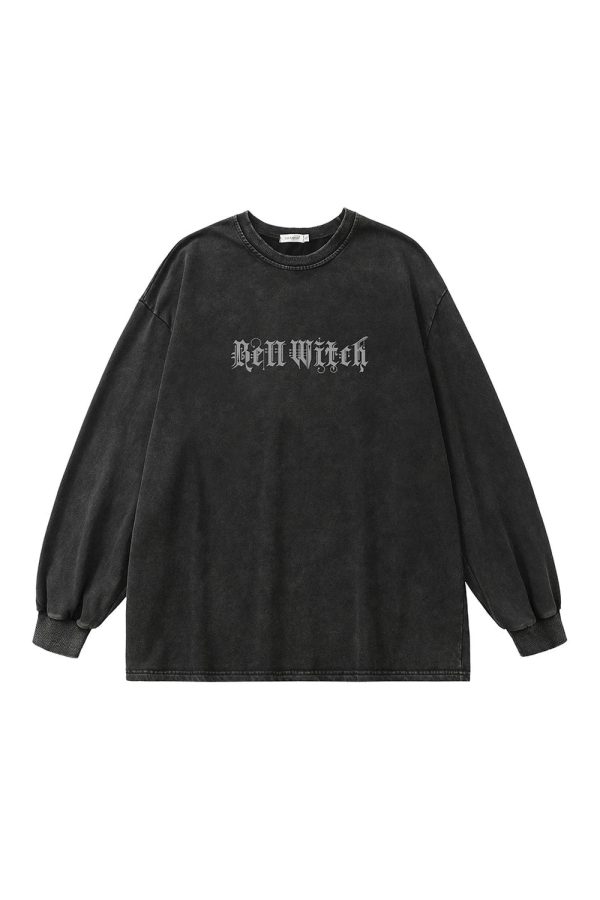 Bell Witch Gothic Long Sleeve Top - Y2K Outfits for Women, Emo Style