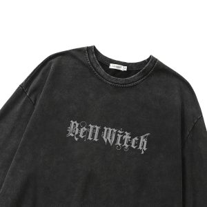 Bell Witch Gothic Long Sleeve Top - Y2K Outfits for Women, Emo Style