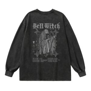 Bell Witch Gothic Long Sleeve Top - Y2K Outfits for Women, Emo Style