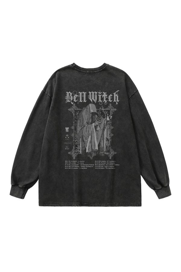 Bell Witch Gothic Long Sleeve Top - Y2K Outfits for Women, Emo Style