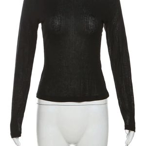 Black Off-Shoulder Ribbed Top - Trendy Y2K Outfits for Women