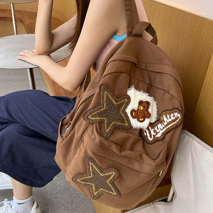 Brown Bear Star Backpack - Y2K Outfits for Women, Cute & Trendy Styles