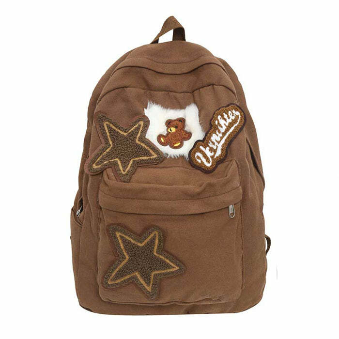 Brown Bear Star Backpack - Y2K Outfits for Women, Cute & Trendy Styles