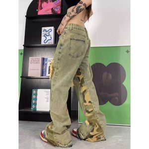 Camo Patchwork Distressed Jeans - Trendy Y2K Outfits for Women