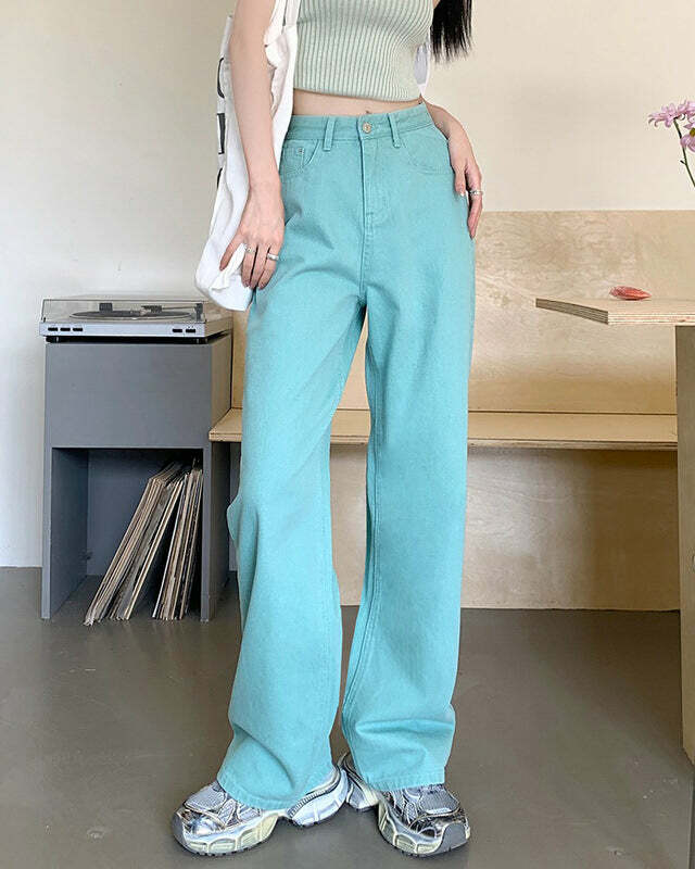 Candy Cloud High Waist Jeans - Y2K Outfits for Women, Cute & Trendy