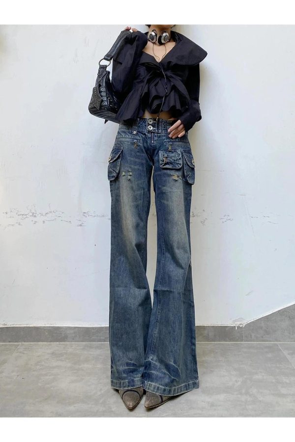 Cargo Chic Wide-Leg Jeans - Trendy Y2K Outfits for Women & Girls