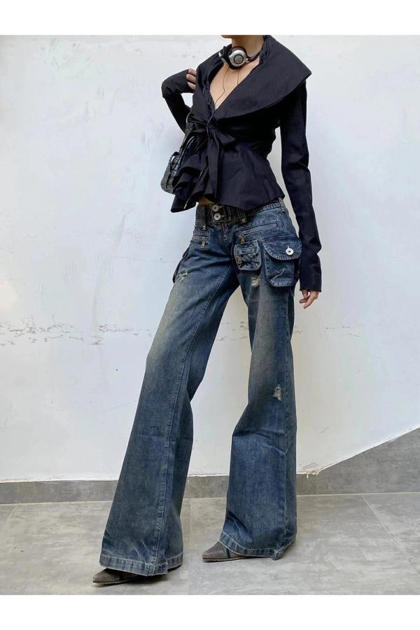 Cargo Chic Wide-Leg Jeans - Trendy Y2K Outfits for Women & Girls