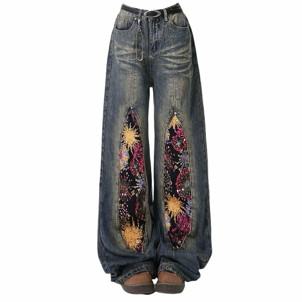 Celestial Magic Wide Leg Jeans - Trendy Y2K Outfits for Women