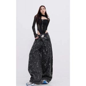 Cosmic Dust Wide-Leg Jeans - Trendy Y2K Outfits for Women & Girls