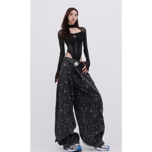 Cosmic Dust Wide-Leg Jeans - Trendy Y2K Outfits for Women & Girls