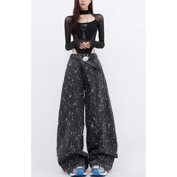 Cosmic Dust Wide-Leg Jeans - Trendy Y2K Outfits for Women & Girls