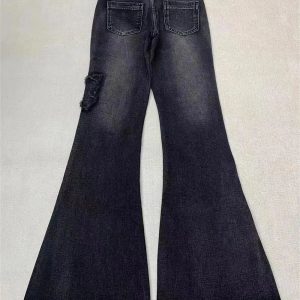 Dark Butterfly Flare Jeans - Trendy Y2K Outfits for Women & Girls