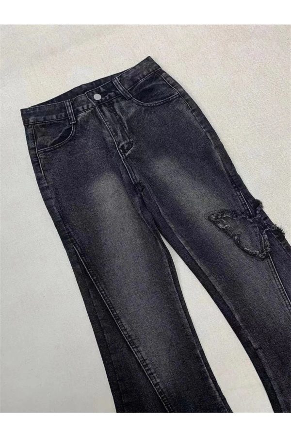 Dark Butterfly Flare Jeans - Trendy Y2K Outfits for Women & Girls