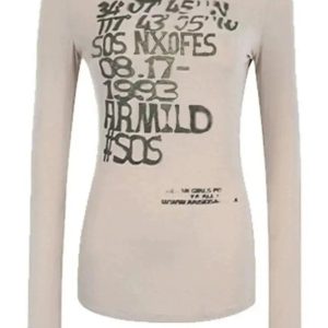 Distressed Graphic Long Sleeve Top - Trendy Y2K Outfits for Women