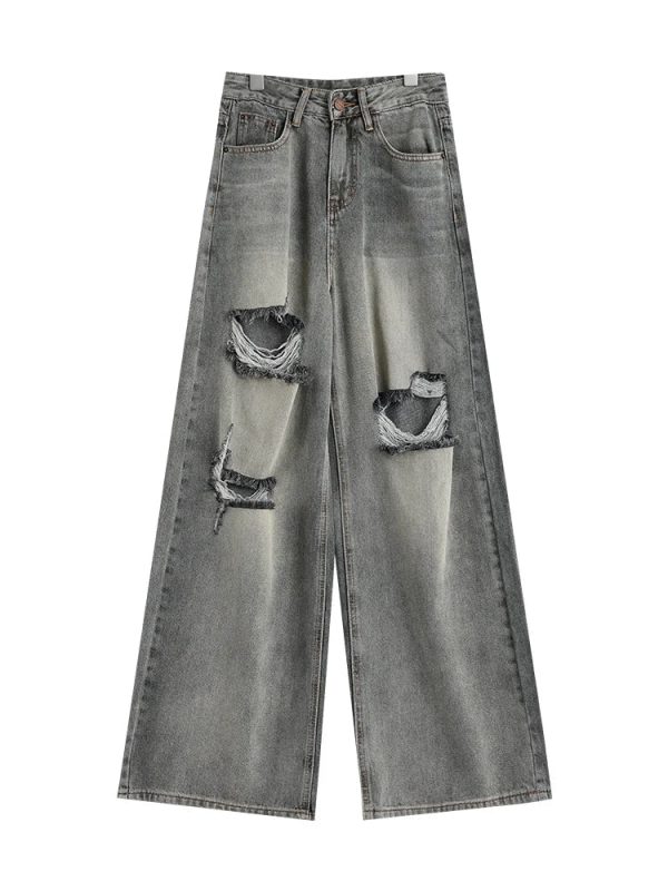 Distressed Oversized Baggy Jeans for Y2K Outfits Women & Emo Styles