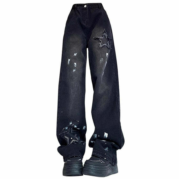 Downtown Girl Black Star Jeans - Trendy Y2K Outfits for Women