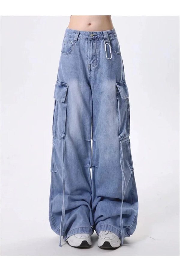 Extreme Wide-Leg Cargo Jeans - Trendy Y2K Outfits for Women