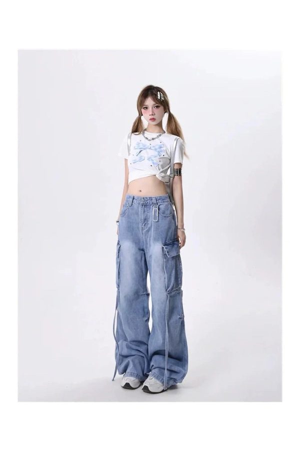 Extreme Wide-Leg Cargo Jeans - Trendy Y2K Outfits for Women