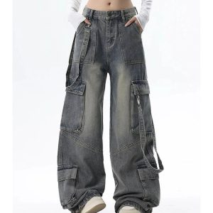 Extreme Wide-Leg Cargo Jeans - Trendy Y2K Outfits for Women