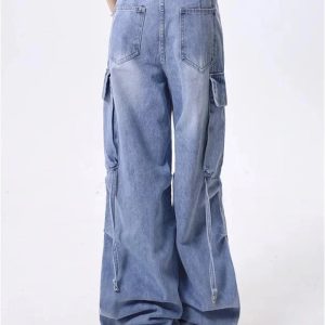 Extreme Wide-Leg Cargo Jeans - Trendy Y2K Outfits for Women