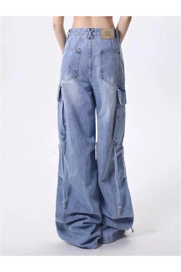 Extreme Wide-Leg Cargo Jeans - Trendy Y2K Outfits for Women