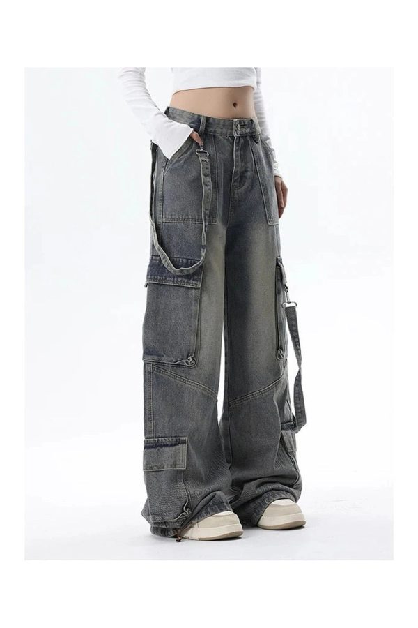 Extreme Wide-Leg Cargo Jeans - Trendy Y2K Outfits for Women