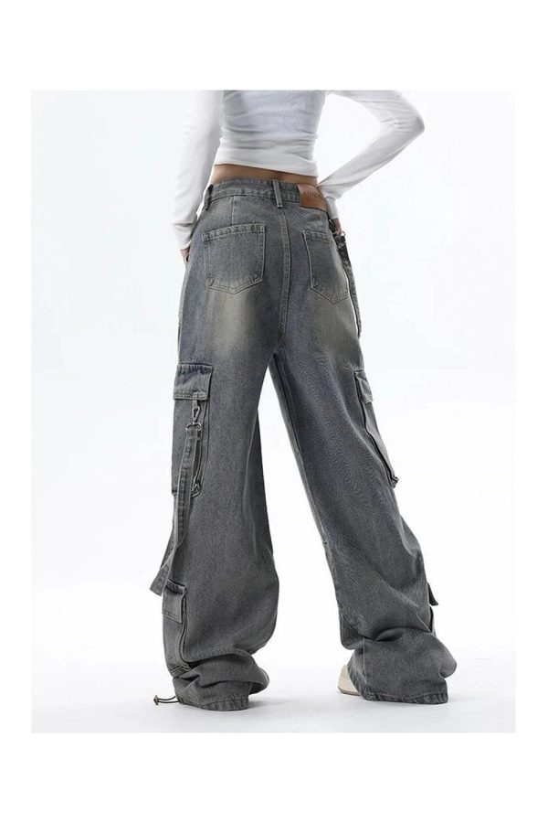 Extreme Wide-Leg Cargo Jeans - Trendy Y2K Outfits for Women