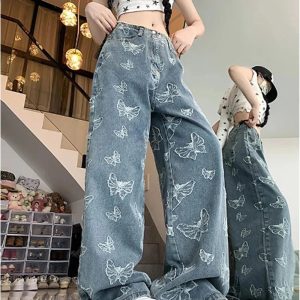 Fall Butterfly Dream Wide-Leg Jeans - Y2K Outfits for Women & Girls