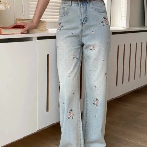 Fall Floral Dream Wide-Leg Jeans - Y2K Outfits for Women, Cute & Trendy