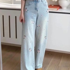 Fall Floral Dream Wide-Leg Jeans - Y2K Outfits for Women, Cute & Trendy