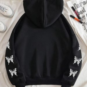 Fall Gothic Butterfly Zip-Up Hoodie - Y2K Outfits for Women, Emo Style