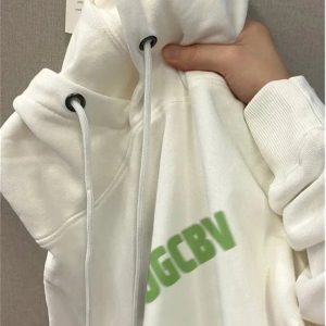 Fall Minimalist Block Letter Hoodie - Y2K Outfits for Women, Cute & Aesthetic