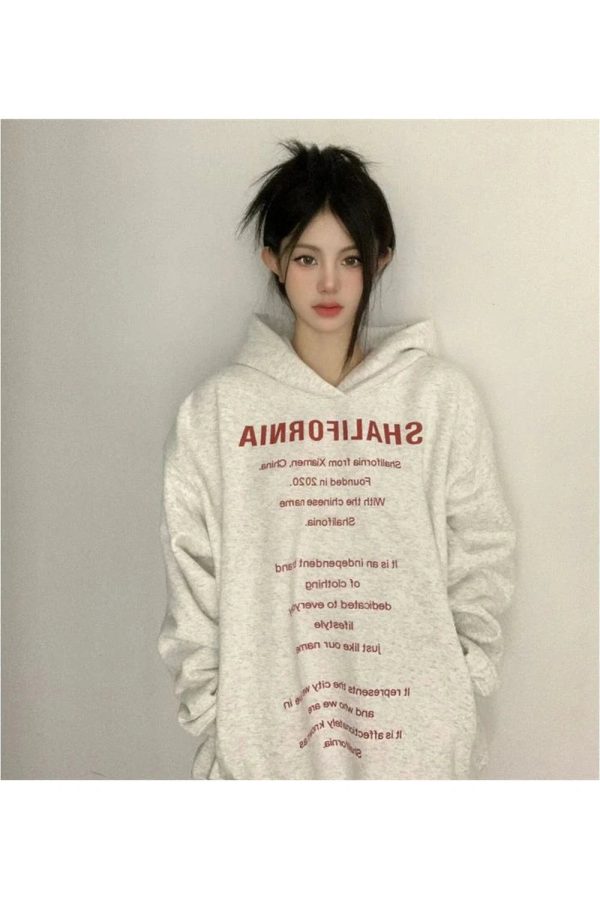 Fall Oversized Typography Statement Hoodie - Y2K Outfits for Women