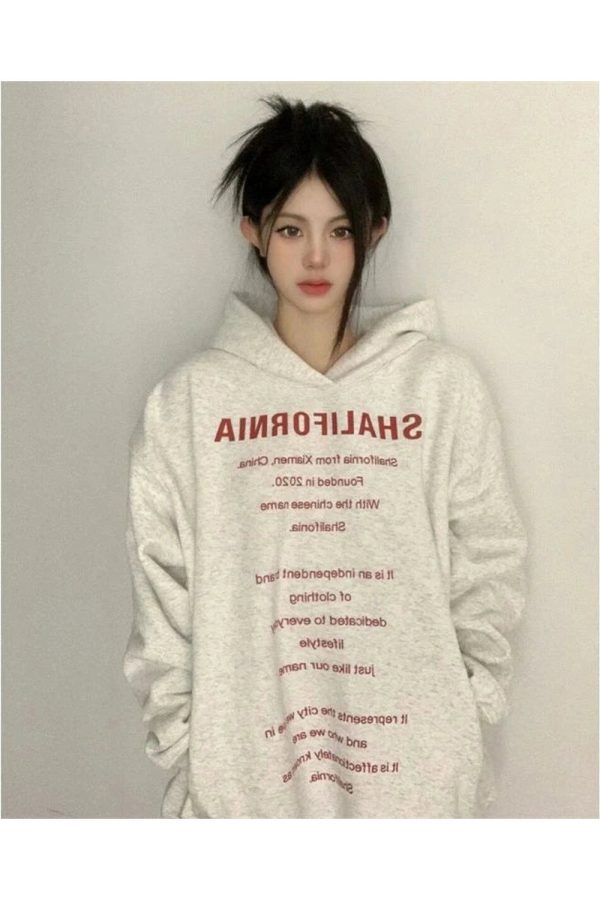 Fall Oversized Typography Statement Hoodie - Y2K Outfits for Women