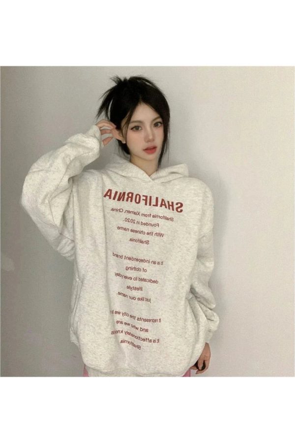 Fall Oversized Typography Statement Hoodie - Y2K Outfits for Women