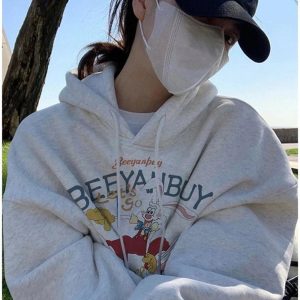 Fall Retro Cartoon Graphic Hoodie | Y2K Outfits Women & Aesthetic Styles