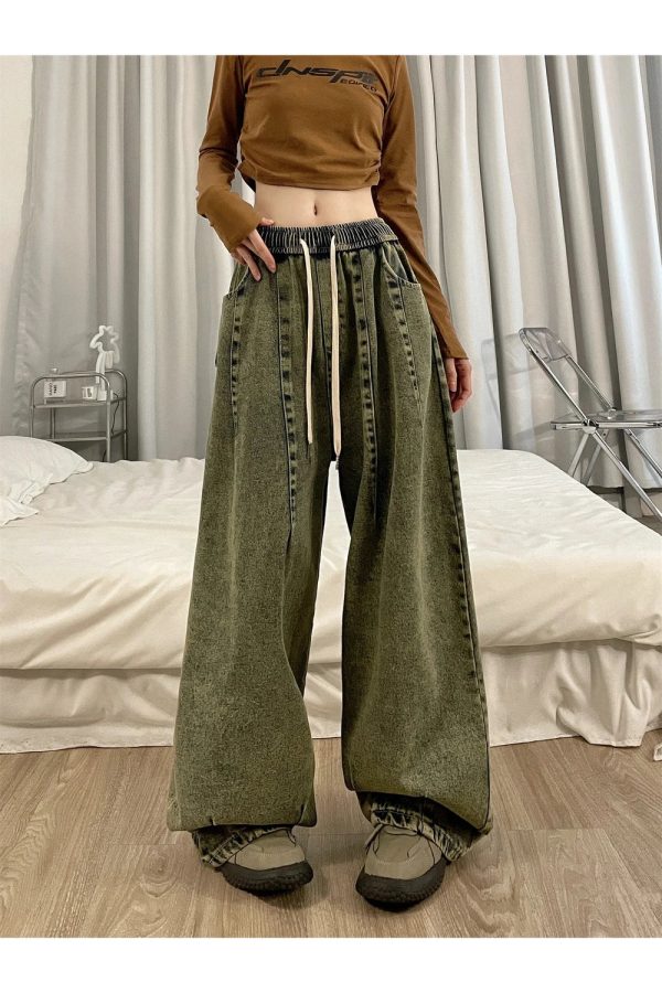 Fall Ultra-Wide Vintage Cargo Jeans - Y2K Outfits for Women & Girls