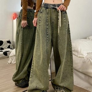 Fall Ultra-Wide Vintage Cargo Jeans - Y2K Outfits for Women & Girls