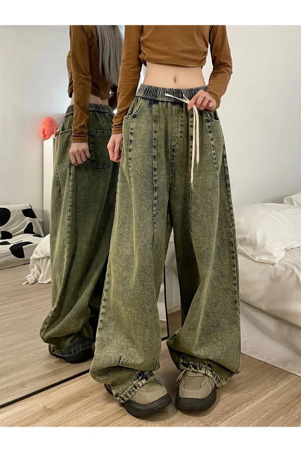 Fall Ultra-Wide Vintage Cargo Jeans - Y2K Outfits for Women & Girls