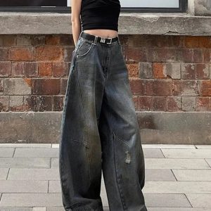 Fall Urban Edge Wide-Leg Jeans - Y2K Outfits for Women, Cute & Trendy